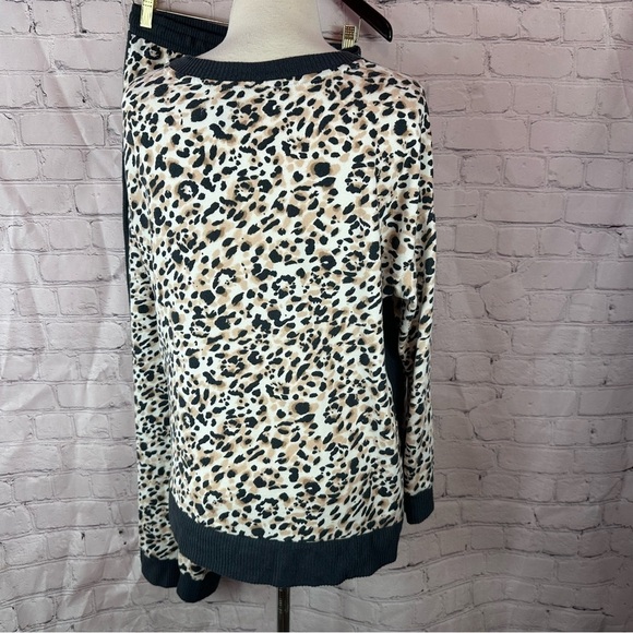 simply vera wang Leopard Print jogger pajama set leisurewear sz L soft cozy - Picture 3 of 9